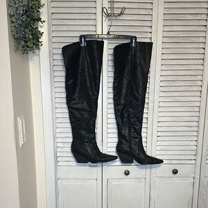 Vince Camuto Black Over-the-Knee Pointed Toe leather Boots 9